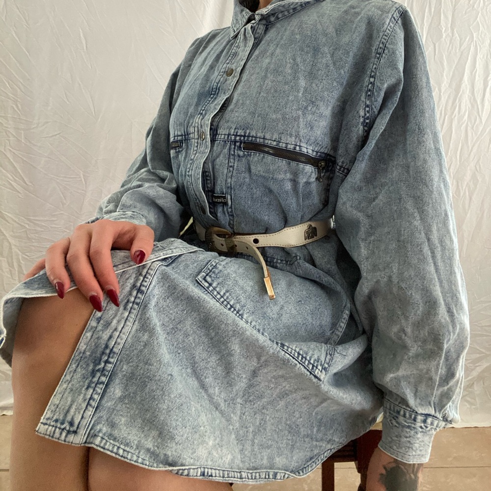 Oversized denim dress jacket blouse